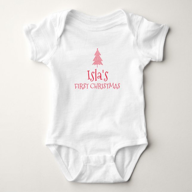 Body Bébé Isla premier Noël Vêtement de nom pour 1er No (Devant)