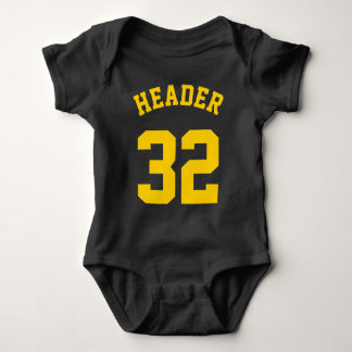 Body Bébé jaune noir et doré | Sports Jersey Design