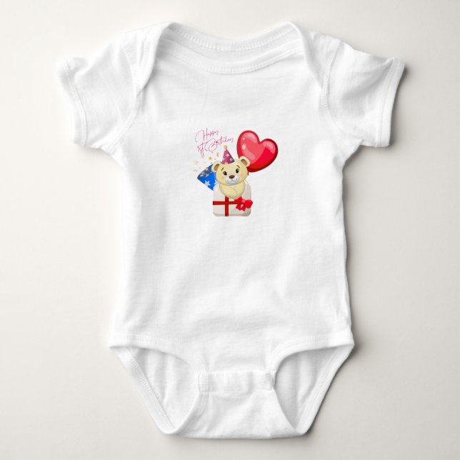 Body bébé 'Joyeux 1er Anniversaire Ours'  (Devant)