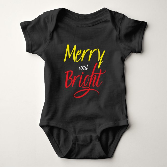 Body bébé : Joyeux et Lumineux (noir) (Devant)