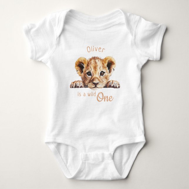Body Bébé Lion Mignon 'Wild One' Personnalisé (Devant)