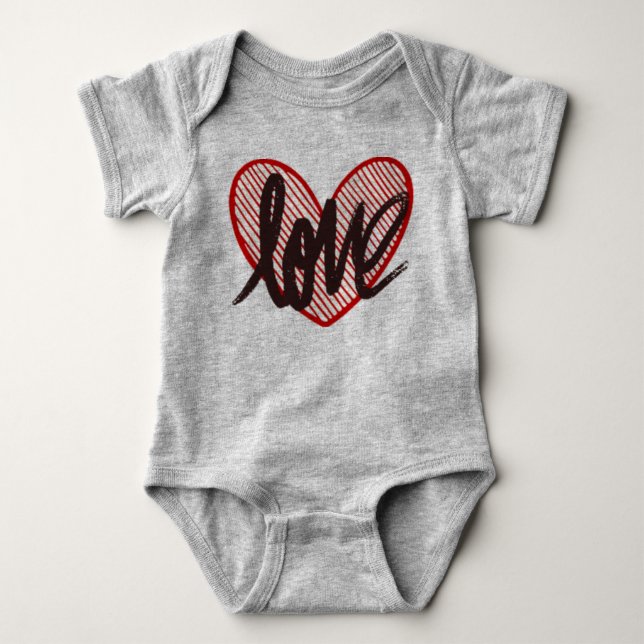 Body bébé Love Heart Script - Joli cœur rouge (Devant)