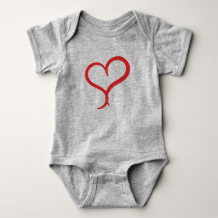 Body bébé Manches Courtes Rouge à coeur dessiné à