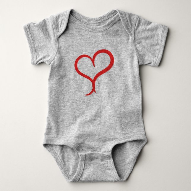 Body bébé Manches Courtes Rouge à coeur dessiné à  (Devant)