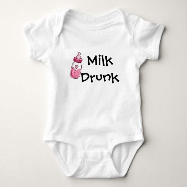 Body Bébé Mignon Biberon Art Buveur de Lait (Devant)