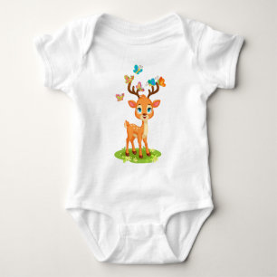 Body Bébé mignon cerf jouant avec des papillons-23475