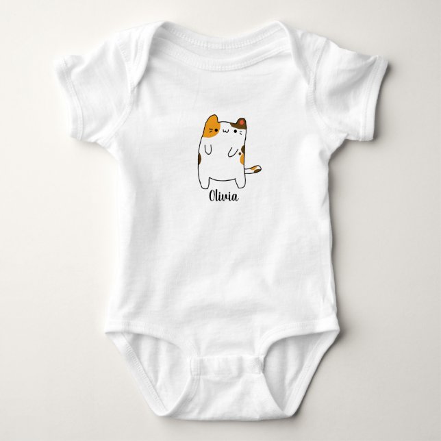 Body Bébé Mignon Chat Kawaii Nom Personnalisé (Devant)