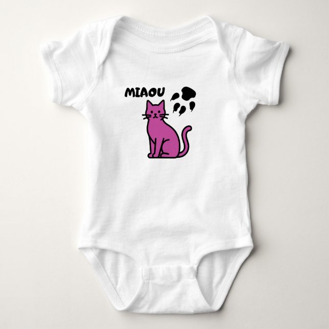 Body bébé mignon chat rose “MIAOU” (Devant)