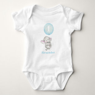 Body Bébé mignon éléphant avec ballon 1er anniversaire