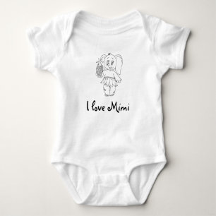 Body Bébé mignon Eléphant moderne Noir J'aime Mimi