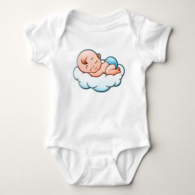 Body Bébé Mignon Endormi sur un Nuage Bleu - Douces Rêv (Devant)
