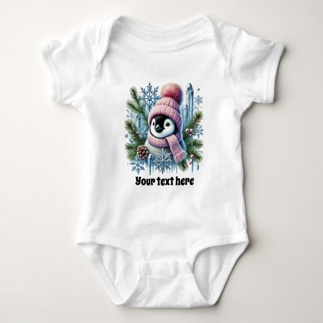 Body Bébé mignon fille Pingouin d'hiver (Devant)