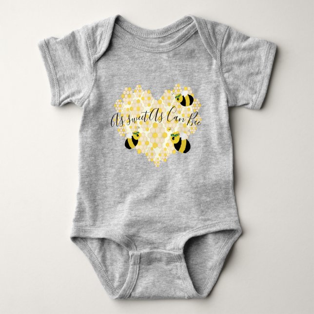 Body Bébé mignon Miel Bee Honeycomb Coeur avec nom Bébé (Devant)