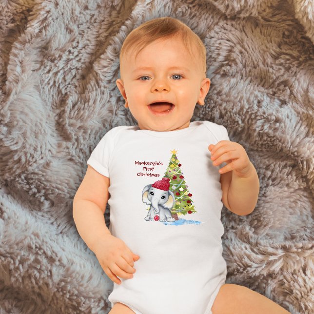 Body Bébé mignon Premier éléphant de Noël Nom (Créateur téléchargé)