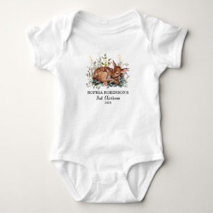 Body Bébé mignon Premier Noël Cerf Floral Moderne