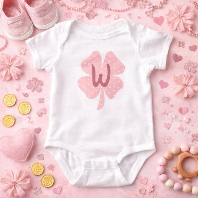 Body bébé monogramme au trèfle rose adorable (Créateur téléchargé)