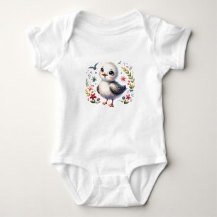 Body Bébé Mouette Mignon avec des Fleurs