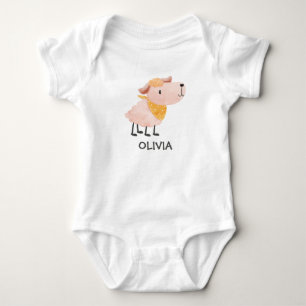 Body bébé mouton aquarelle & nom Cute