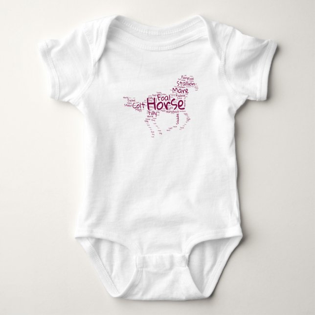 Body bébé nuage de mots de cheval – Cadeau mignon  (Devant)