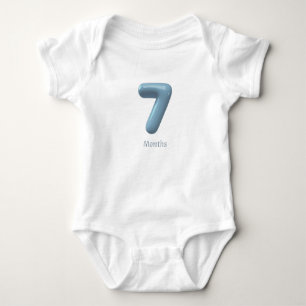 Body bébé numéro 3D bleu 7 - 7 mois