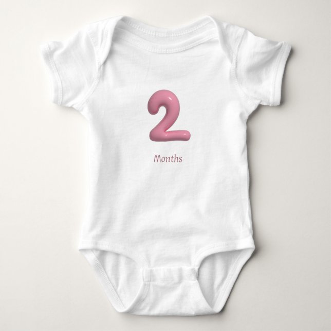 Body bébé numéro 3D rose 2 - 2 mois (Devant)