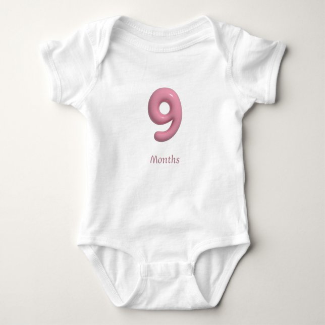 Body bébé numéro 3D rose 9 - 9 mois (Devant)