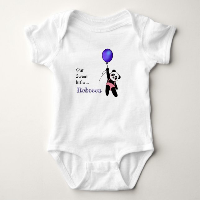 Body Bébé Panda Mignon Adorable avec Ballon Bleu  (Devant)