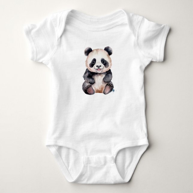 Body Bébé panda mignon aquarelle (Devant)