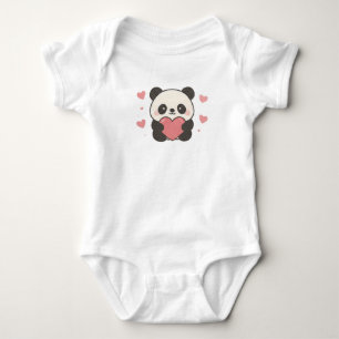 Body Bébé Panda Mignon Tenant un Cœur Esthétique