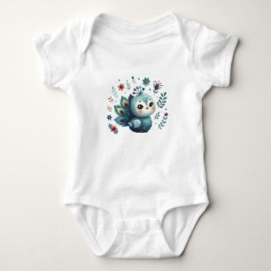 Body Bébé paon mignon avec des fleurs
