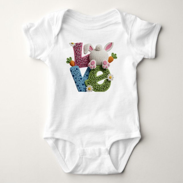 Body Bébé Pâques Simulé Laine Crochet Amour   (Devant)