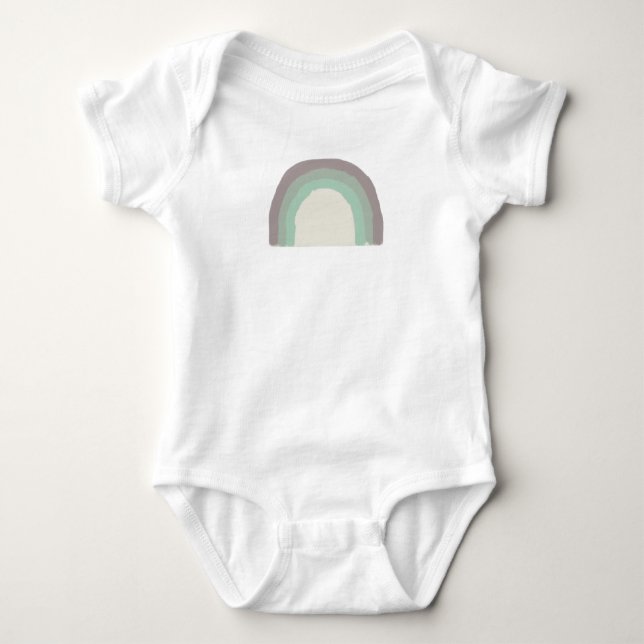 Body bébé peint ombré arc-en-ciel vert (Devant)