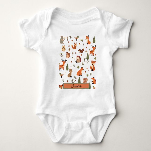 Body Bébé personnalisé Boho Woodland (Devant)