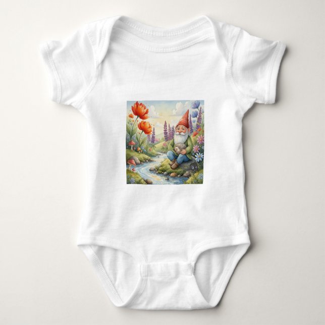 Body bébé personnalisé gnom hérisson mignon (Devant)