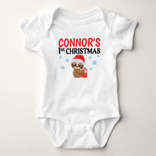 Body Bébé personnalisé Premier Noël mignon Sloth Ba
