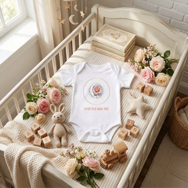 Body bébé personnalisé Rose Céleste & Lune - (Créateur téléchargé)