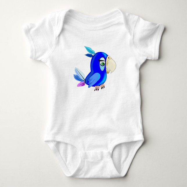 Body bébé petit perroquet bleu (Devant)