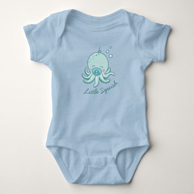 Body Bébé Pieuvre Mignon Shower Kawaii Garçon Bleu (Devant)