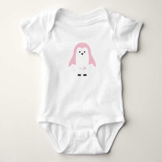 Body Bébé Pingouin rose bébé Creeper (Devant)