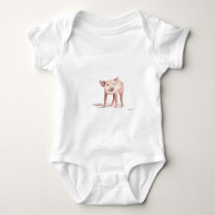 Body Bébé porcelet art aquarelle baby shower rustique