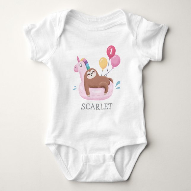 Body bébé pour 1er anniversaire de petite licorne  (Devant)