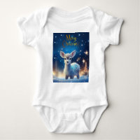 Bébé Reindeer avec joyeux voeux de Noël