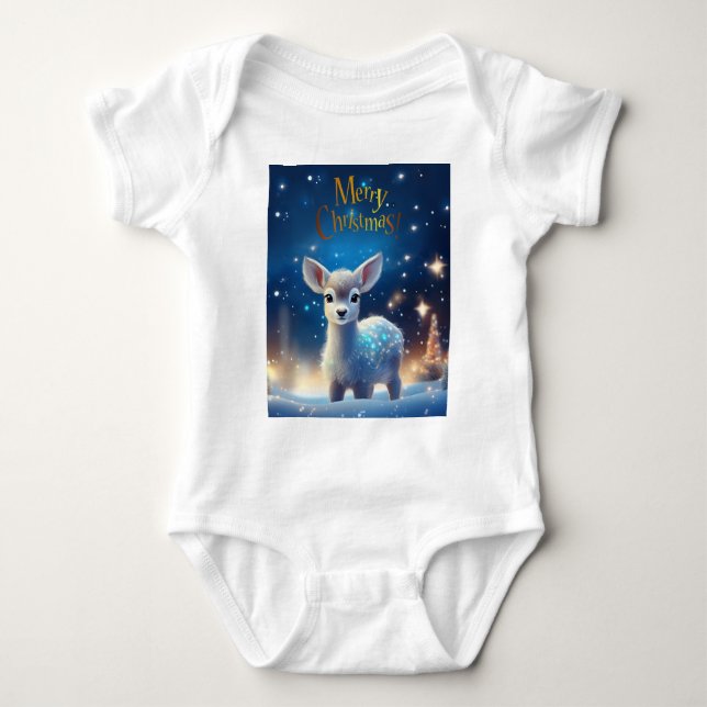 Body Bébé Reindeer avec joyeux voeux de Noël (Devant)