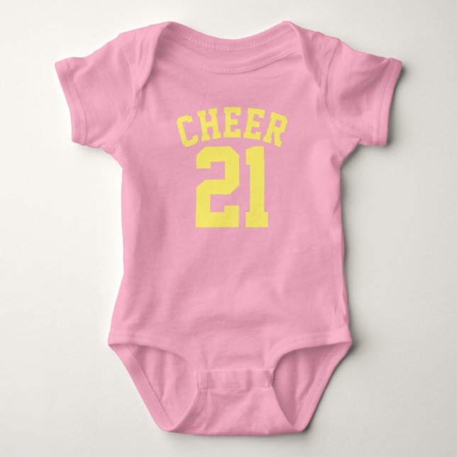 Body Bébé rose et jaune | Design Jersey Sport (Devant)