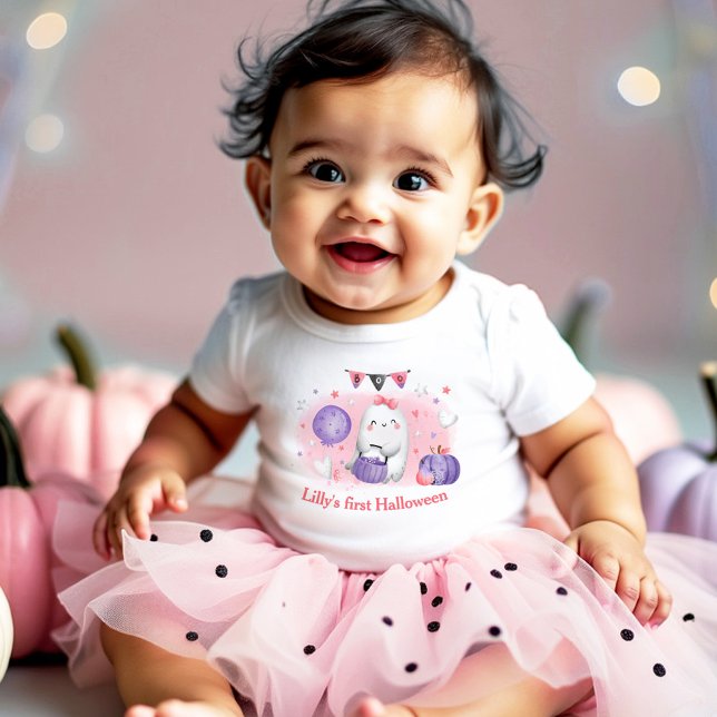 Body bébé rose prénom Halloween pour bébé fille (My first Halloween baby girl bodysuit)