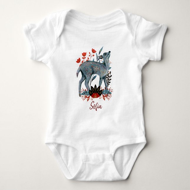 Body Bébé shower affiche rouge et bleu avec animaux béb (Devant)