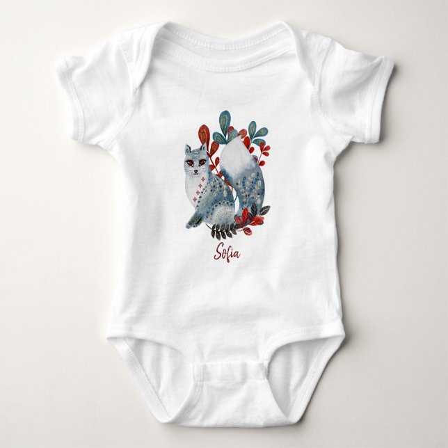 Body Bébé shower affiche rouge et bleu avec bébé animau (Devant)