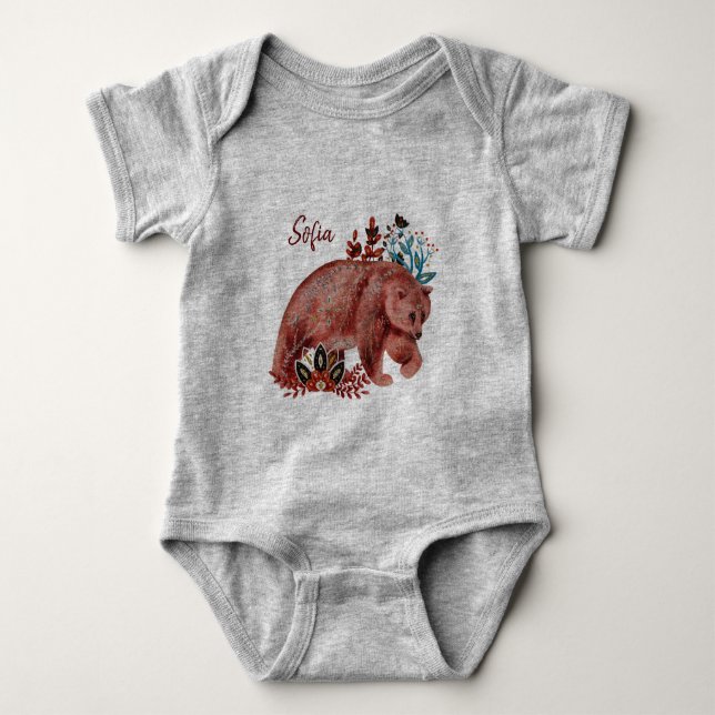 Body Bébé shower affiche rouge et bleu avec des animaux (Devant)