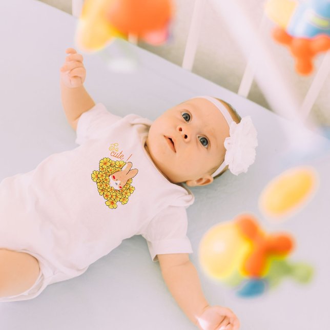 Body bébé So Cute lapin mignon et fleurs jaune (Body bebe So Cute lapin mignon et fleurs jaune)
