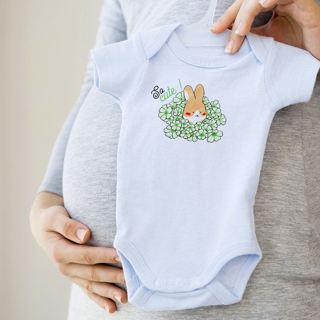 Body bébé So Cute lapin mignon et fleurs vertes (Body bébé So Cute lapin mignon et fleurs vertes)